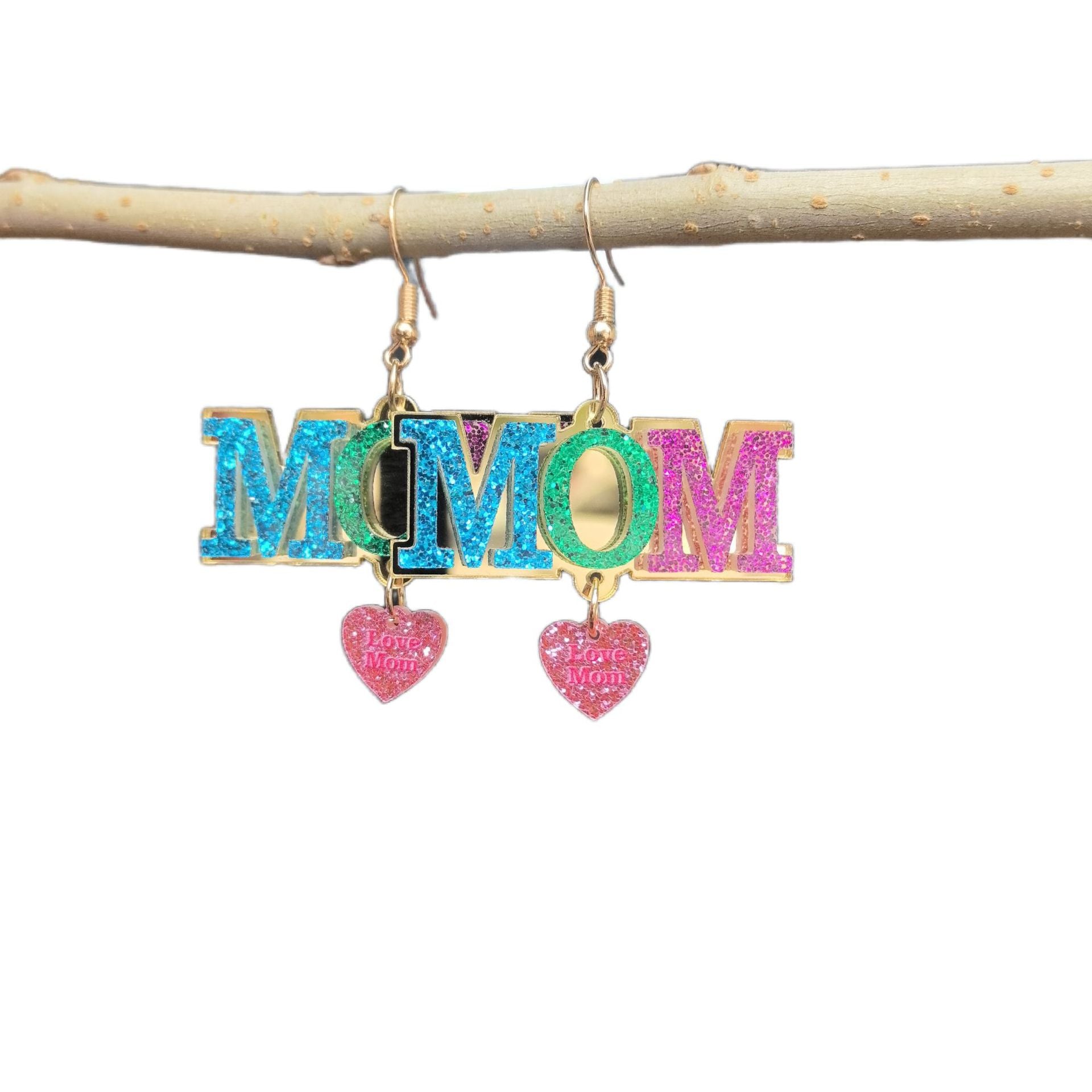 Wholesale  2PCS/Pack Mothers Day Mosaic Acrylic MOM MAMA Letter Love Earrings Holiday Gift Earrings